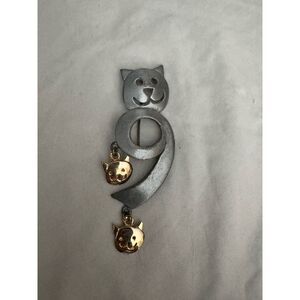 Cat‎ Brooch Pin Cat Lover UltraCraft Gold & Pewter  Jewelry 9 Lives pin Vintage